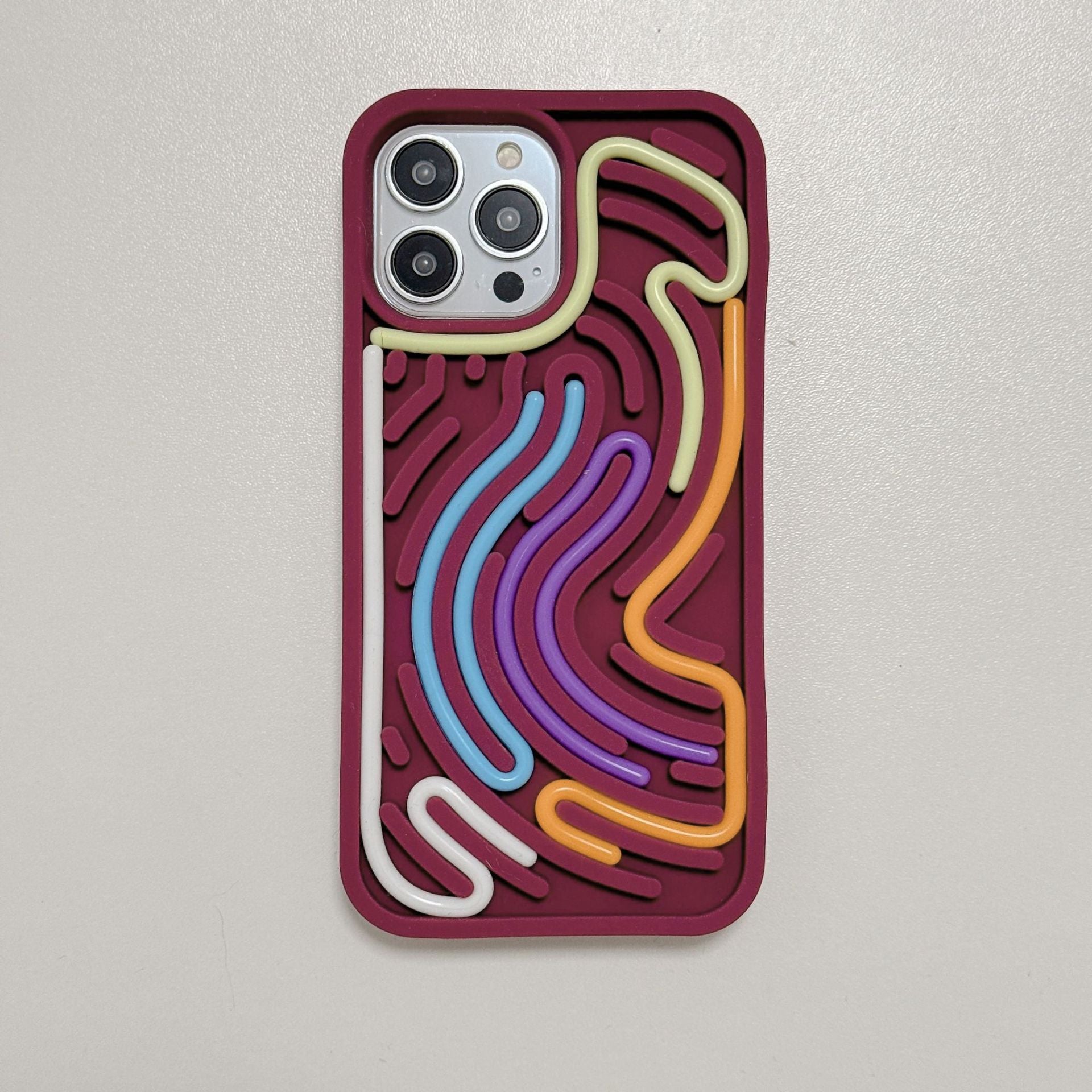 Suitable for iPhone 16 hot-selling 3D stereo silicone color line children's educational sensory decompression version mobile phone protective cover