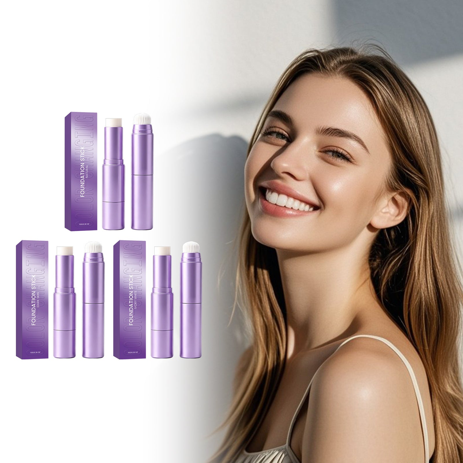 2-in-1 color-changing foundation stick: Hydrating, lightweight, and breathable foundation for a flawless, natural-looking finish, perfect for everyday wear.