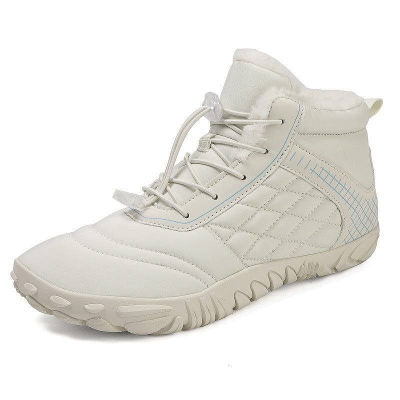 Cross-border new winter cotton boots men's casual barefoot cotton shoes women's plus velvet thickened snow boots couple warm hiking shoes