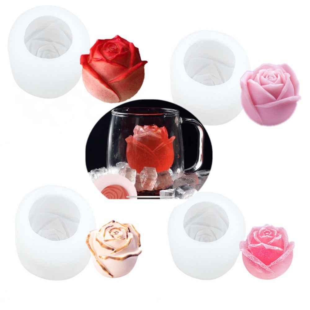 DIY rose candle silicone mold Valentine's Day rose ice cube mold whiskey ice ball ice mold