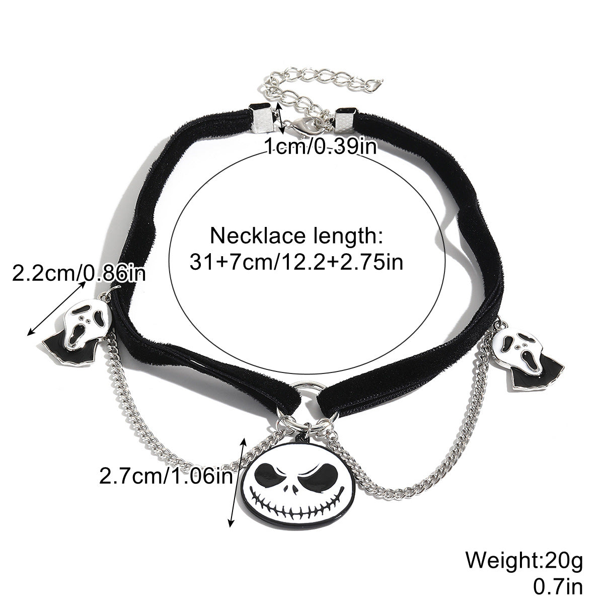 European and American Cross-Border Gothic Jewelry Halloween Jewelry Dark Bat Ghost Skeleton Pumpkin Spider Halloween Necklace