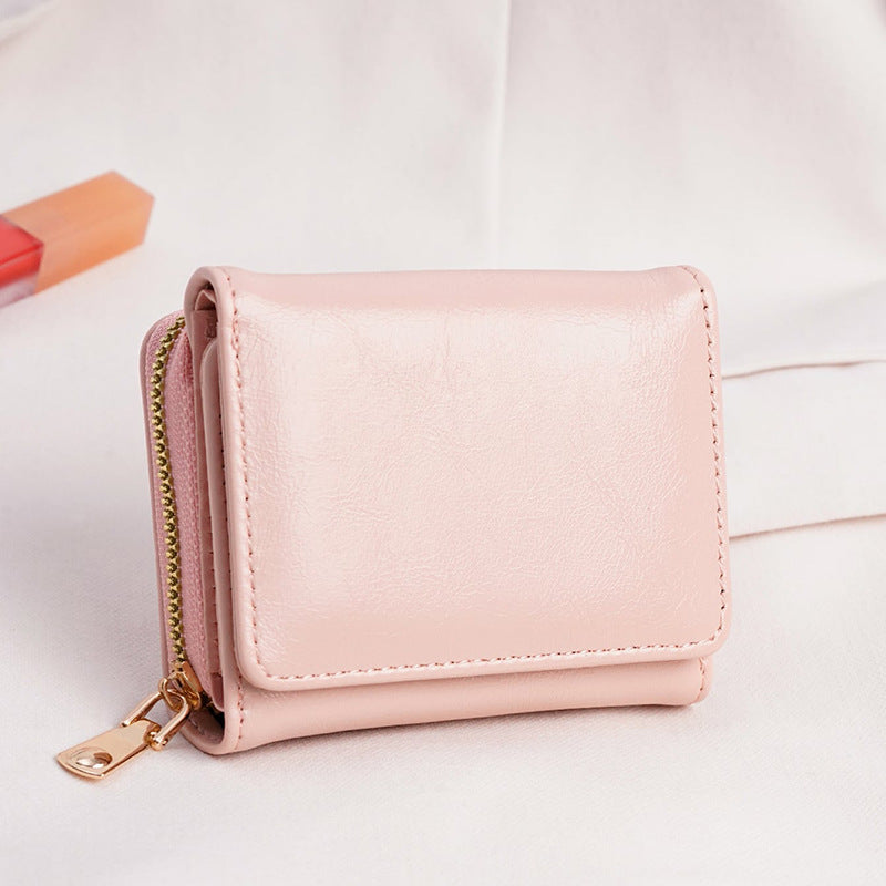 Credit card ID card cash wallet women's wallet small wallet short wallet card holder zipper wallet multi-layer trifold