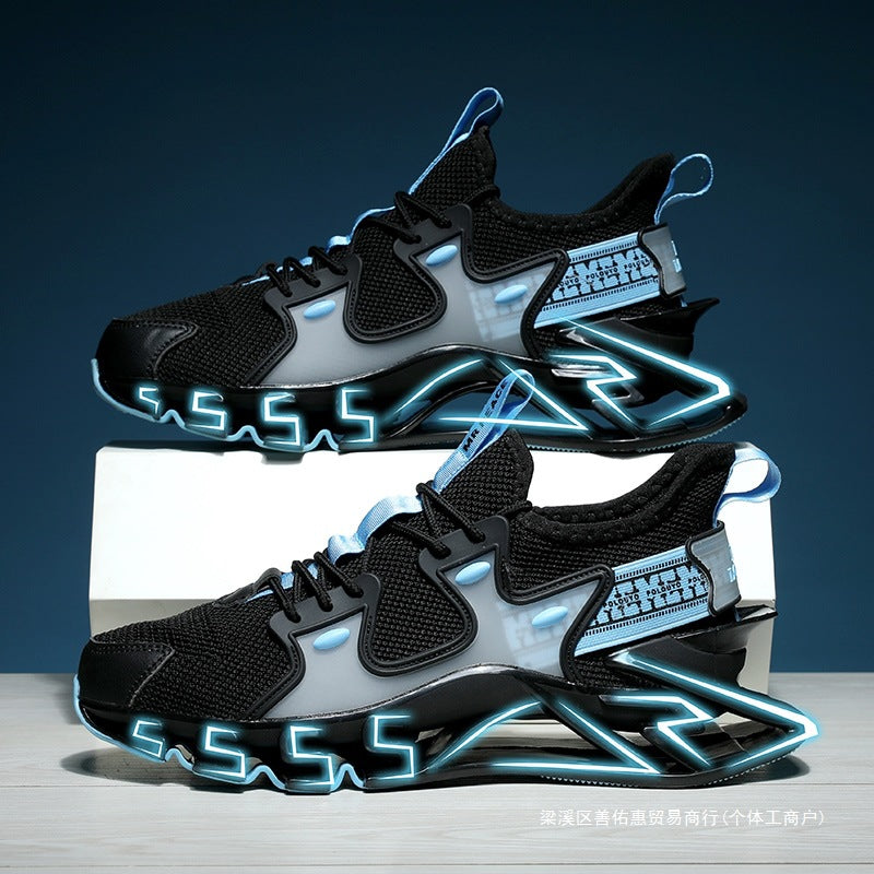 Sports men's black autumn and winter running shoes ultra-light shock-absorbing running mesh shoes casual autumn blade sports trendy shoes
