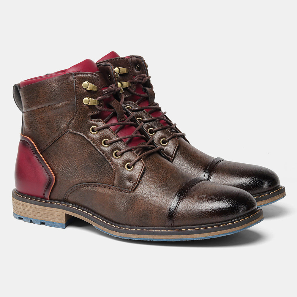 Cross-border large-size men's leather boots, single boots, fashionable US-sized work boots, foreign trade high-top Martin boots