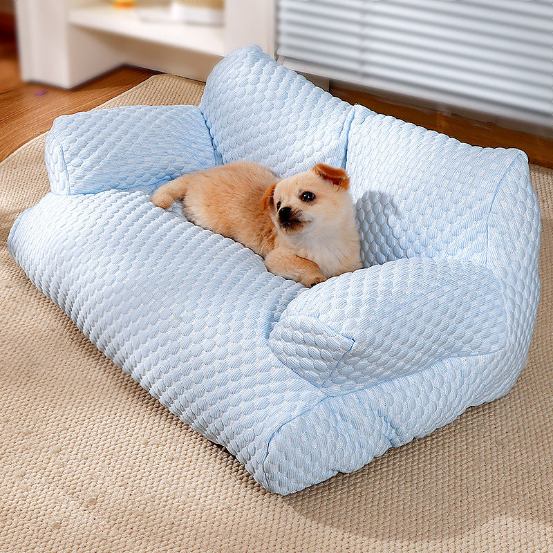 Pet sofa wholesale four seasons universal detachable and washable cat bed dog kennel waterproof breathable ice silk pet supplies cat bed