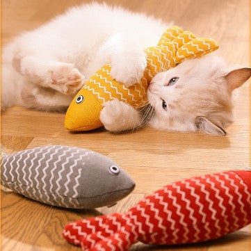 Cat toys, imitation fish, catnip fish, cat teaser, self-entertainment cat supplies, linen fish doll, cat toys