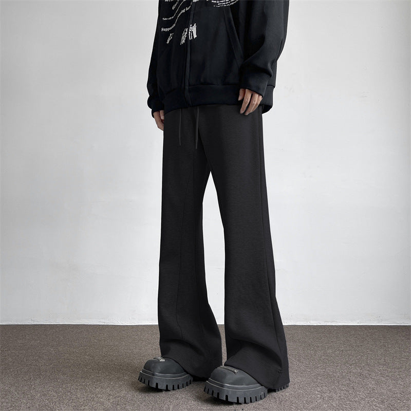 Gray flared casual sweatpants for men in spring and autumn, cleanfit Japanese retro loose casual drape straight pants