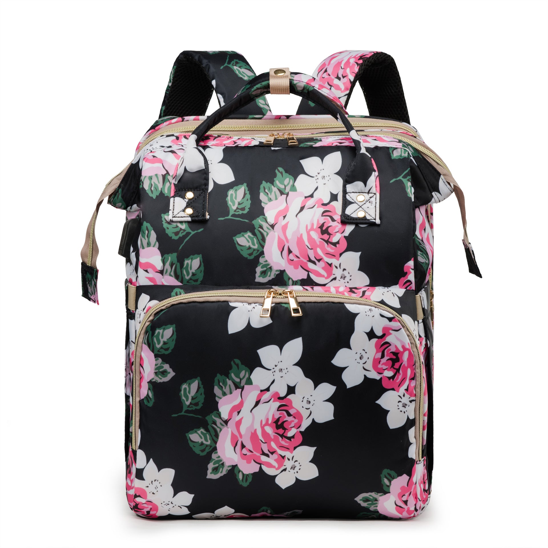 Mommy bag cross-border wholesale trend large capacity multi-purpose folding bed bag fashionable printing texture mother and baby bag light