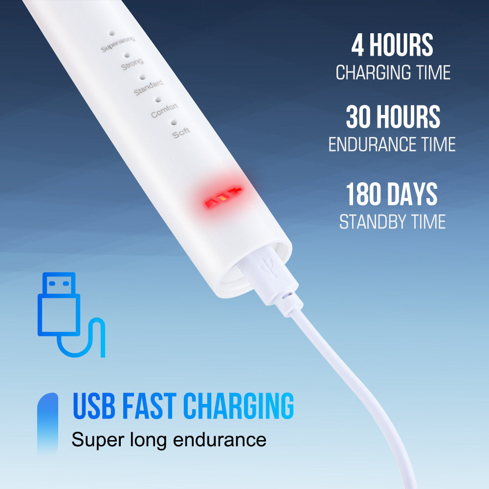 Cross-border 5-speed high-frequency vibration tooth cleaner USB electric toothbrush tooth cleaner to remove stains and calculus set tooth cleaner