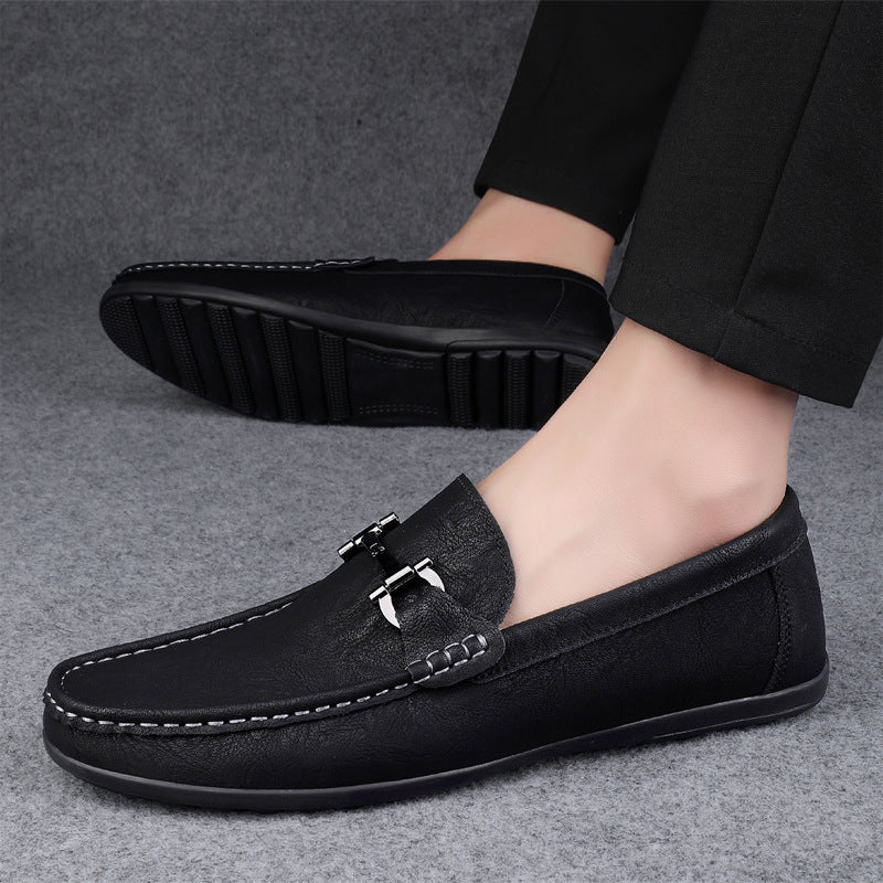 Cross-border spring new slip-on casual moccasins leather shoes lazy shoes leather men's shoes slip-on men's small leather shoes