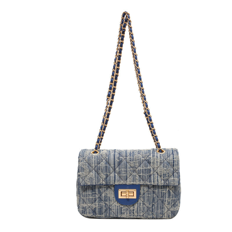 Denim bag women's niche design new fashion diamond chain bag versatile casual shoulder messenger bag