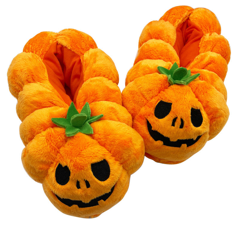 Spot cross-border hot product Halloween Pumpkin Slippers pumpkin plush slippers