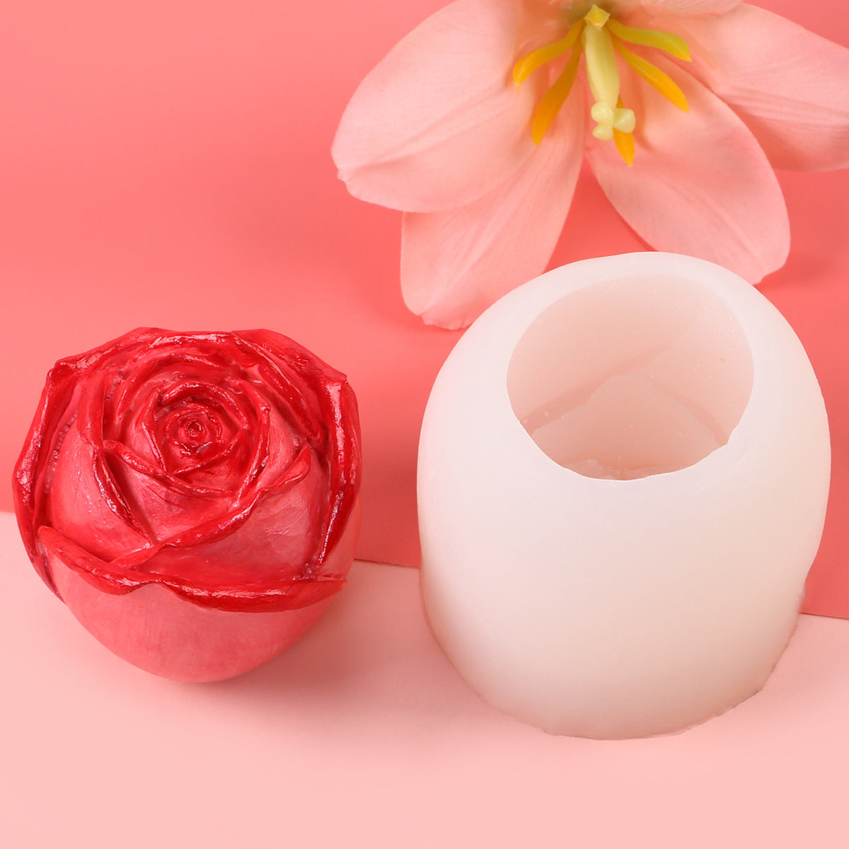DIY rose candle silicone mold Valentine's Day rose ice cube mold whiskey ice ball ice mold