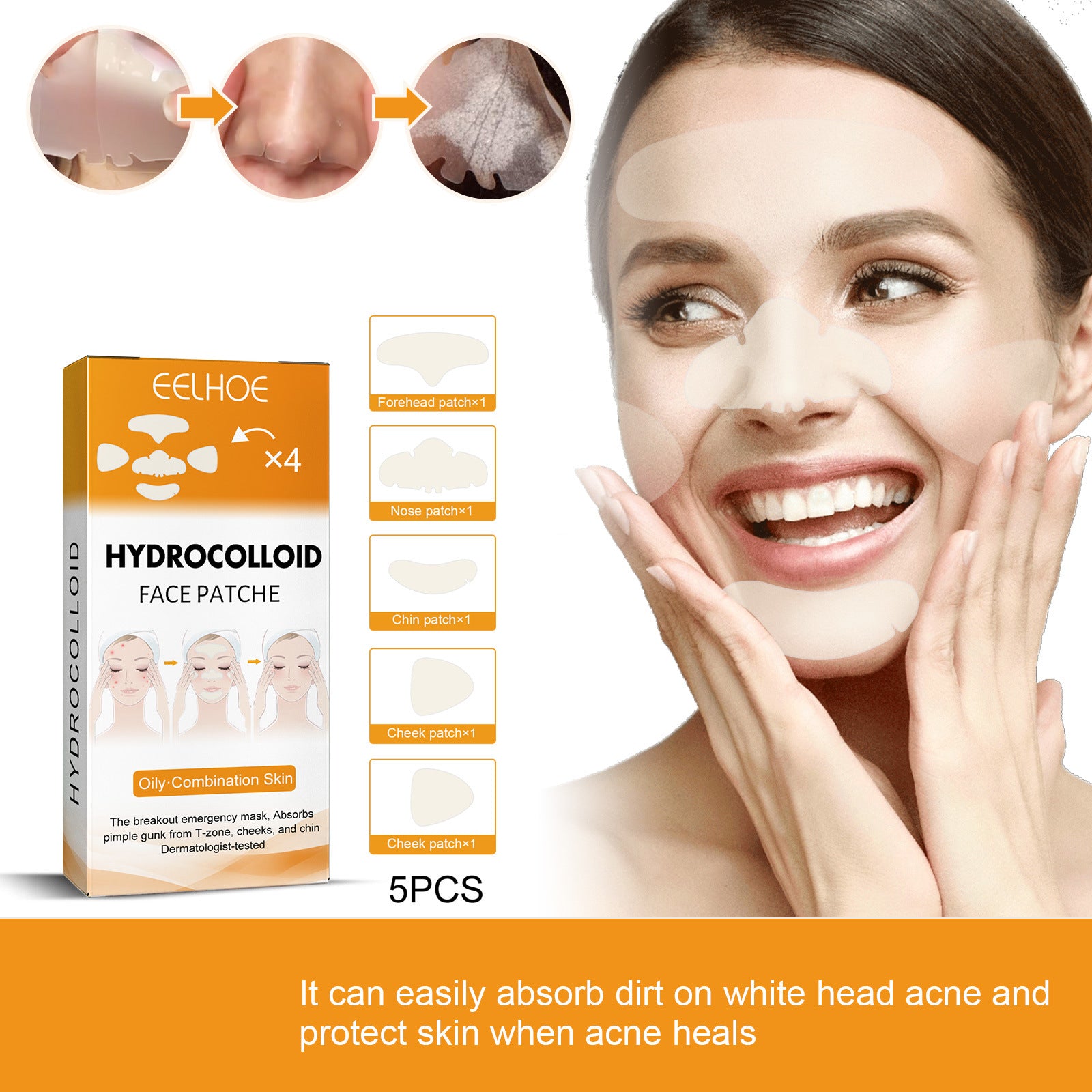 EELHOE hydrogel facial acne patch portable transparent invisible hydrogel anti-acne patch facial care concealer
