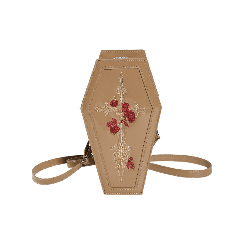 Cross-border new Halloween cross PU coffin bag European and American fashion personality funny shoulder messenger bag