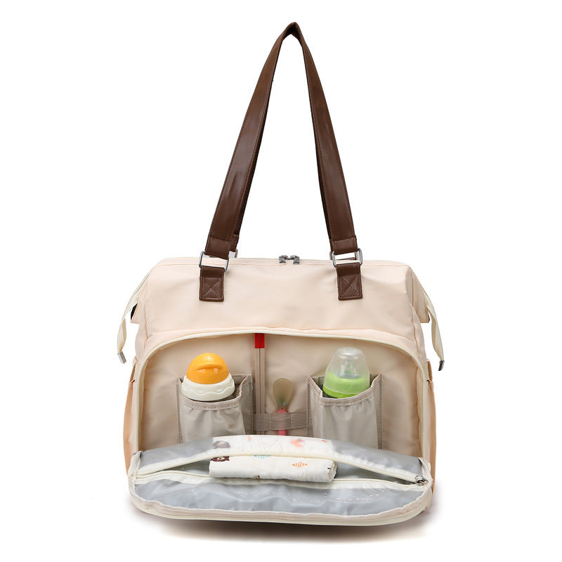 Mommy bag hot sale large size horizontal version multifunctional mother and baby bag can be carried on the shoulder or crossbody when going out