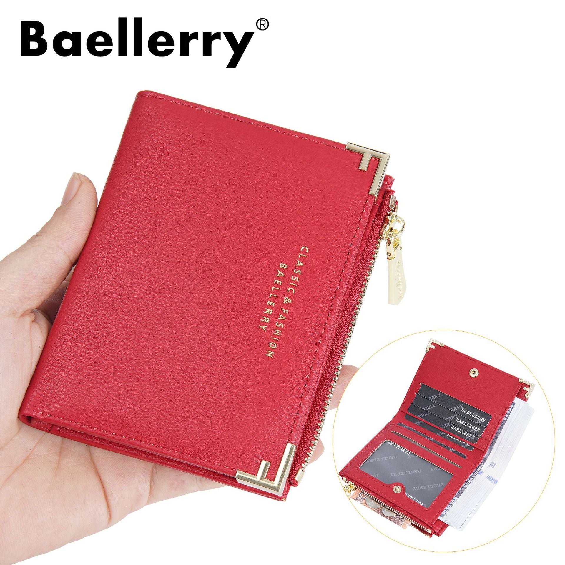 Wallet women baellerry women's wallet short multi-card slot zipper bag coin purse womenwallet