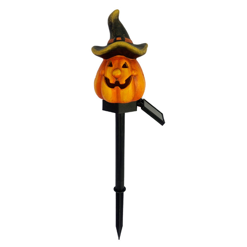 New solar outdoor courtyard Halloween pumpkin lantern resin craft garden ghost festival atmosphere decoration ground plug