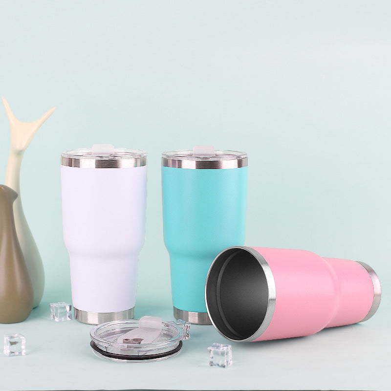 30oz car mug, ice beer mug, 304 stainless steel color insulation mug, gift mug, plastic spray mug wholesale