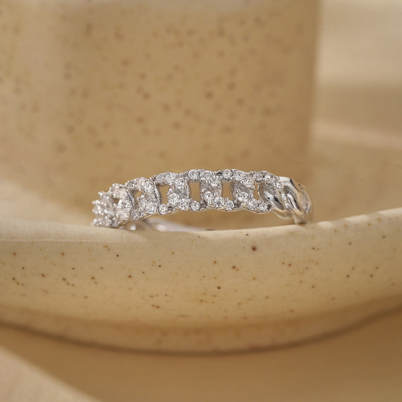 European and American classic 925 sterling silver diamond open ring for women, versatile fashion, high-end temperament, ins style, cross-border hot selling