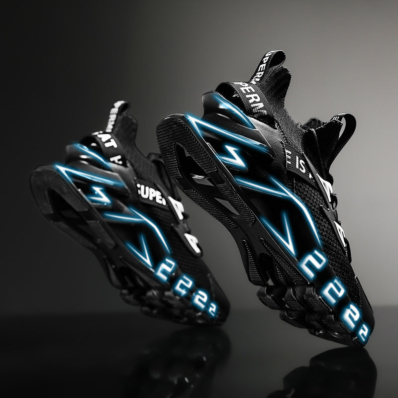 Sports men's black autumn and winter running shoes ultra-light shock-absorbing running mesh shoes casual autumn blade sports trendy shoes