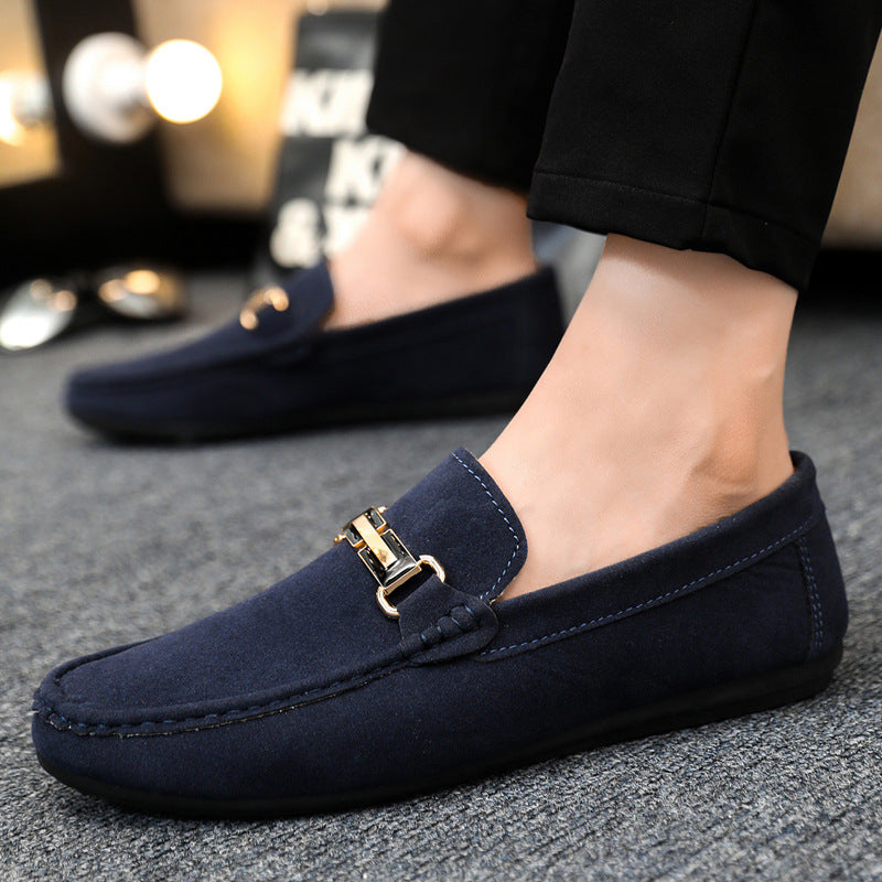 Spring and summer men's low-top moccasins versatile casual shoes breathable leather shoes black work shoes one-step