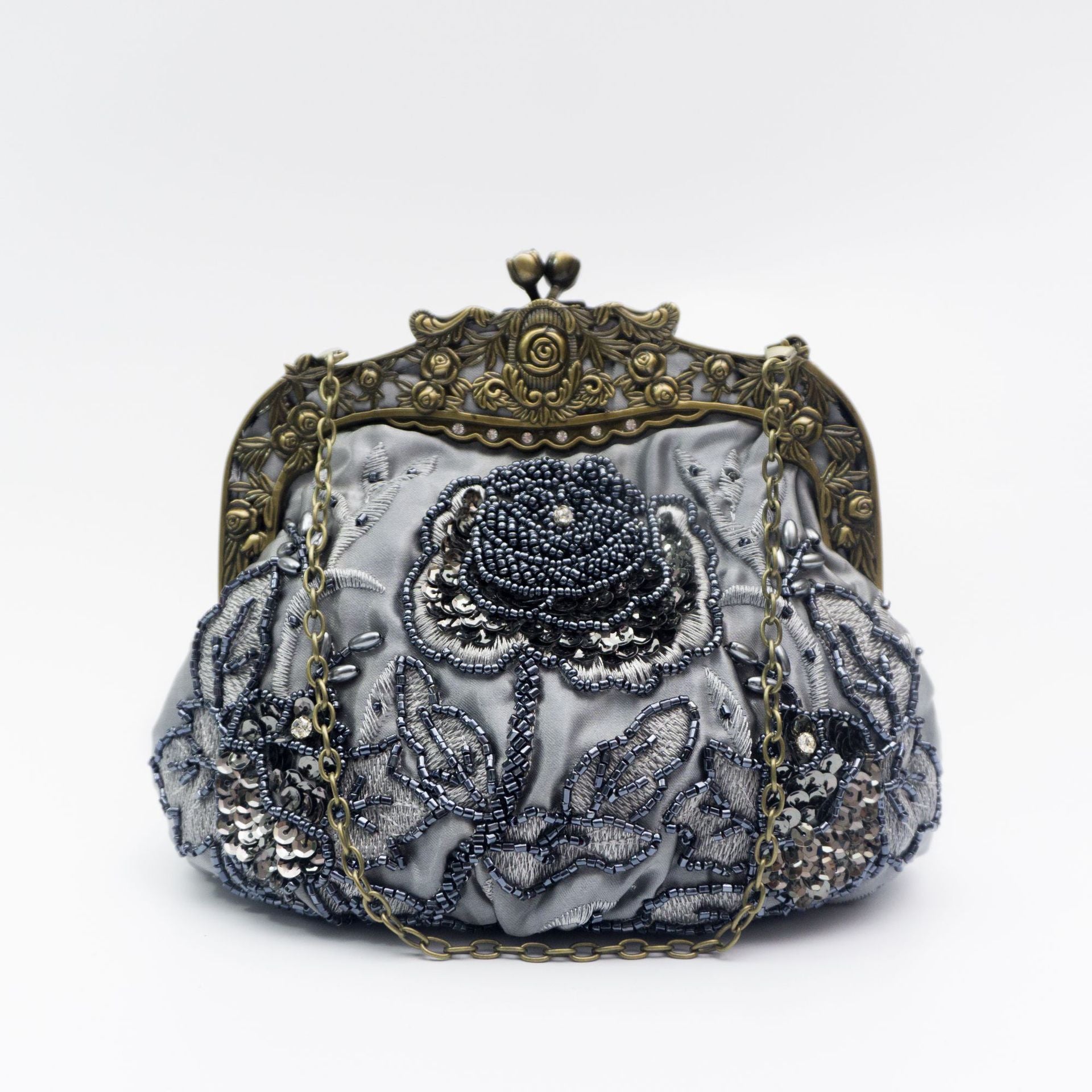 Kaiweili handmade beaded flower evening bag retro old Shanghai cheongsam bag hot style embroidered mouth gold bag