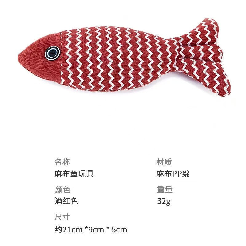 Cat toys, imitation fish, catnip fish, cat teaser, self-entertainment cat supplies, linen fish doll, cat toys
