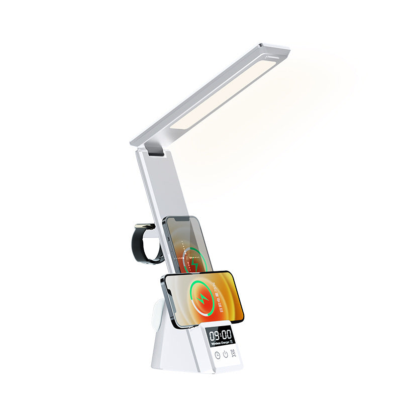 Cross-border desk lamp mobile phone wireless charger multi-function creative folding eye protection wireless fast charging 15W earphone watch