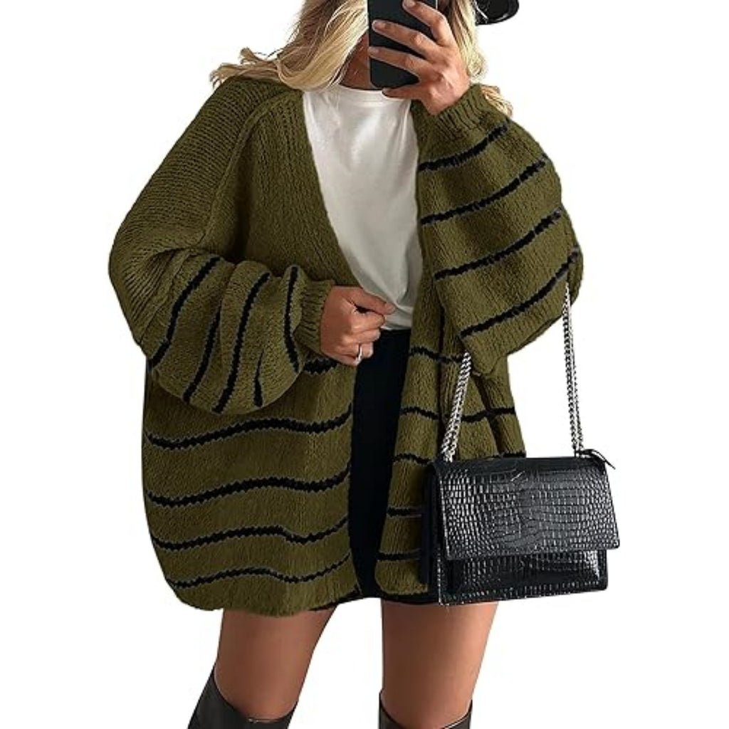 2025 Autumn and Winter New Cross-border Commuter Women's Knitted Tops European and American Casual Sweater Jackets Hot Selling Loose Cardigan