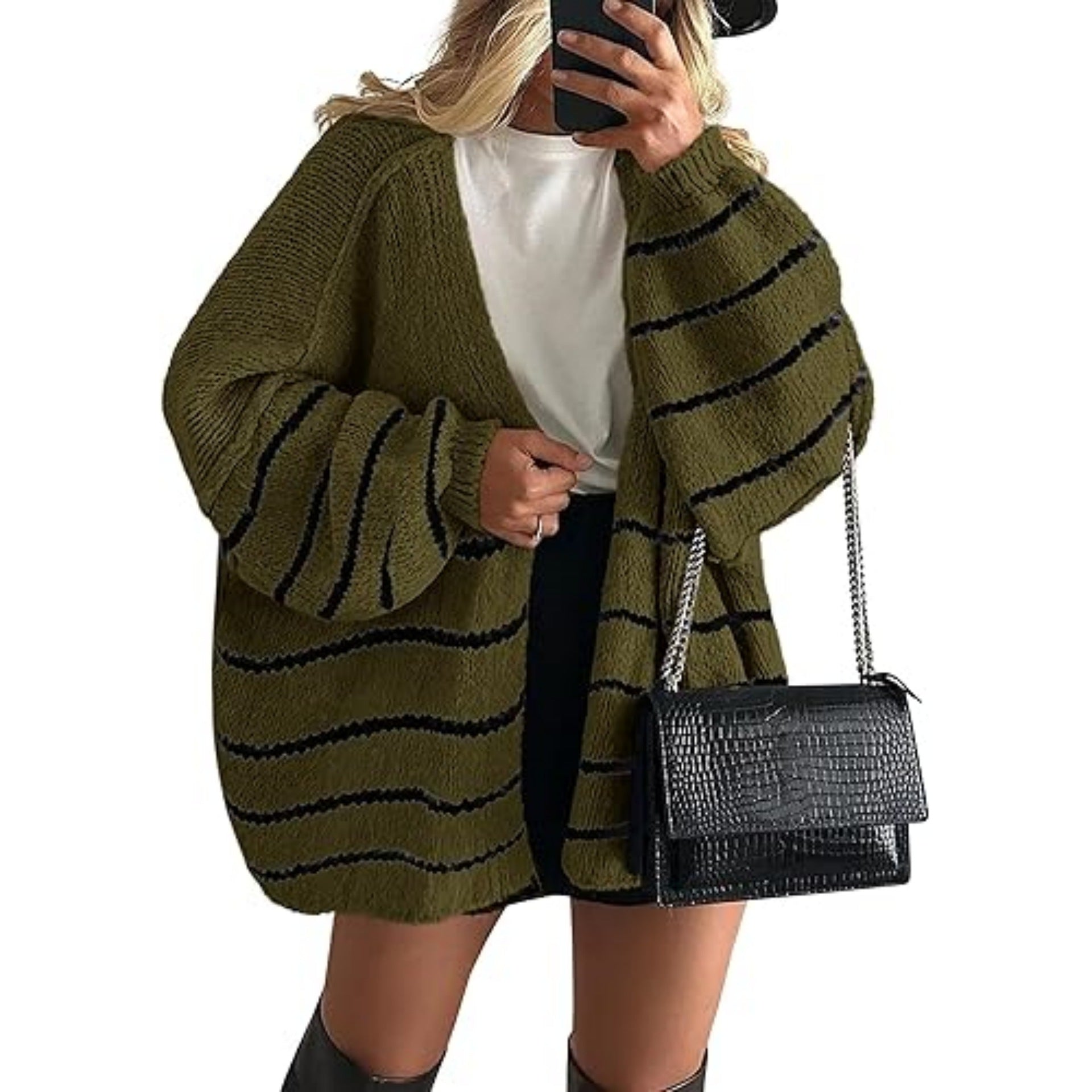 2025 Autumn and Winter New Cross-border Commuter Women's Knitted Tops European and American Casual Sweater Jackets Hot Selling Loose Cardigan