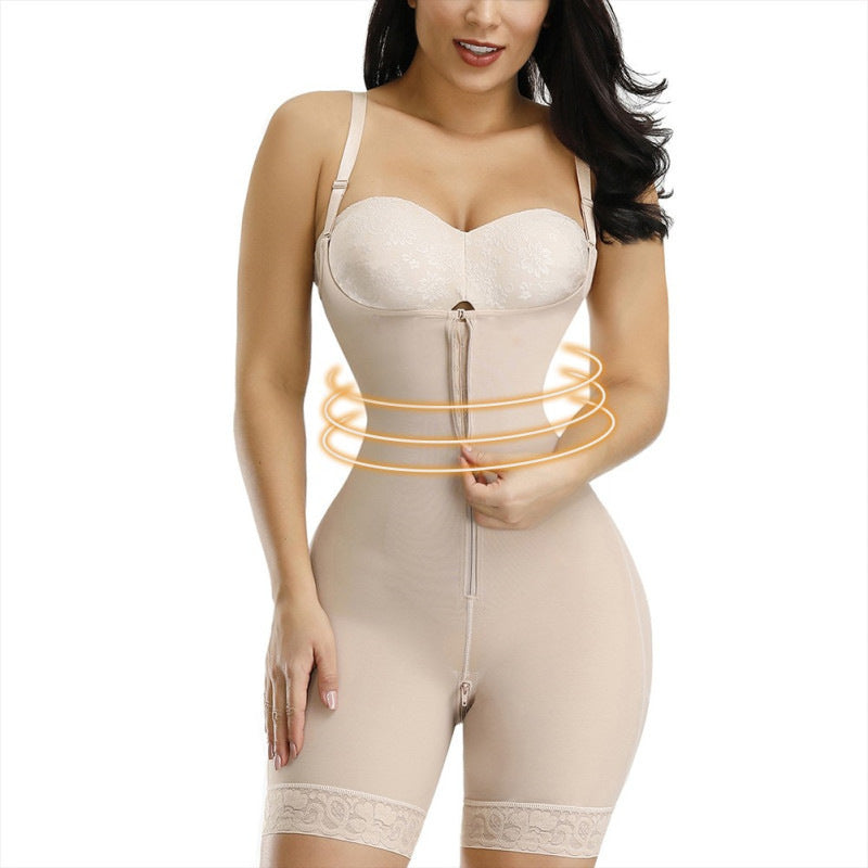 Cross-border European and American new body shaping bodysuit shaping hip-lifting corset zipper buttoned tummy-tightening body tights for women