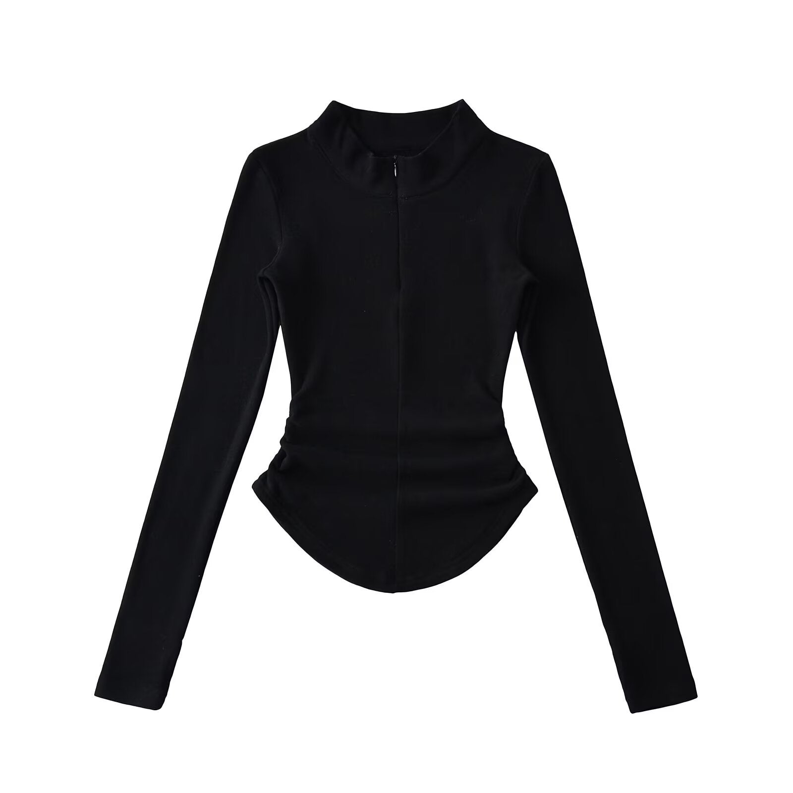 2025 Spring and Autumn Korean version of German velvet half-zip long-sleeved casual versatile tight-fitting warm bottoming shirt ins top