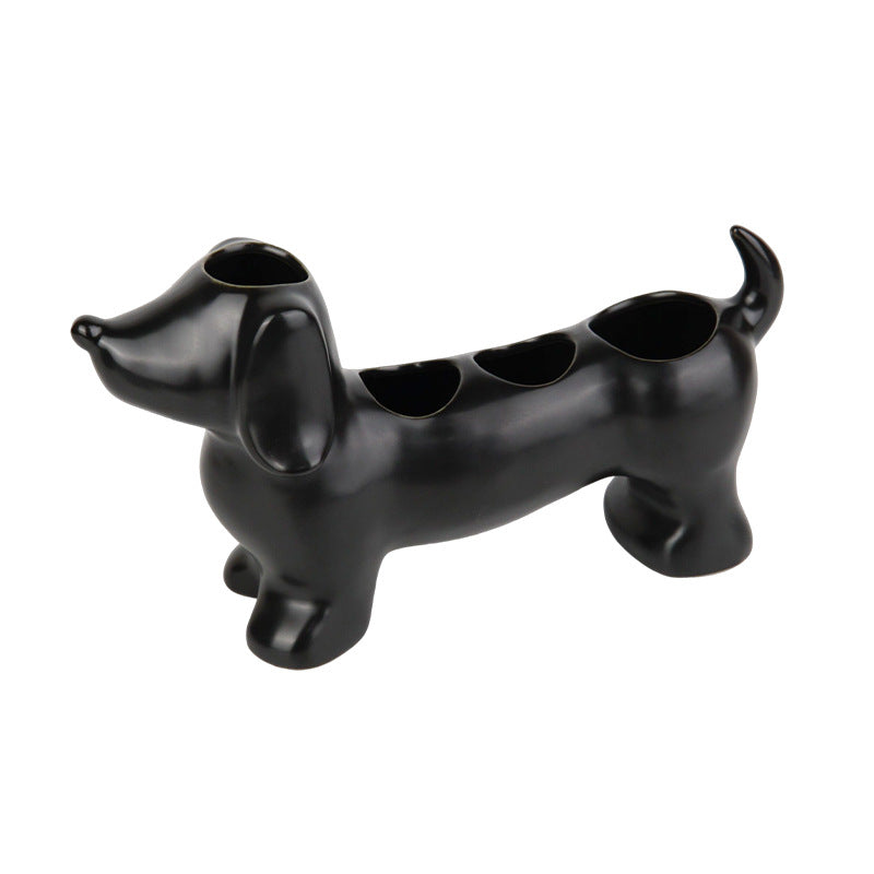 Dachshund ceramic electric toothbrush rack storage rack wash basin toothbrush toothpaste makeup brush storage base bracket