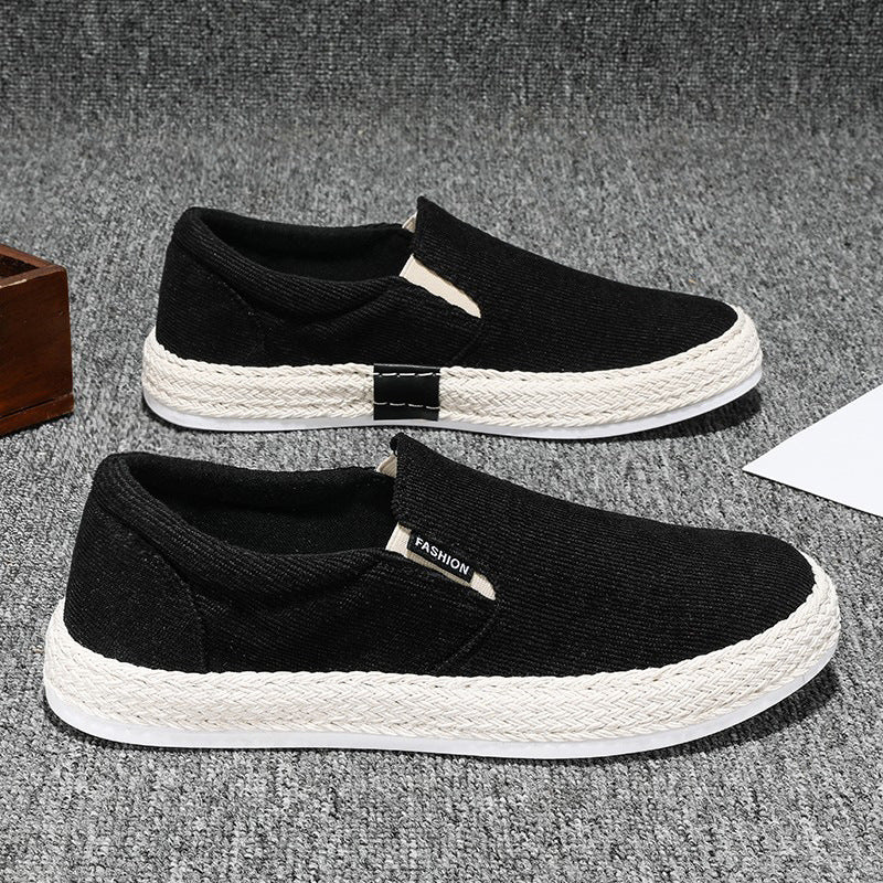 Old Beijing cloth shoes men's spring breathable casual slip-on white sneakers new men's canvas shoes