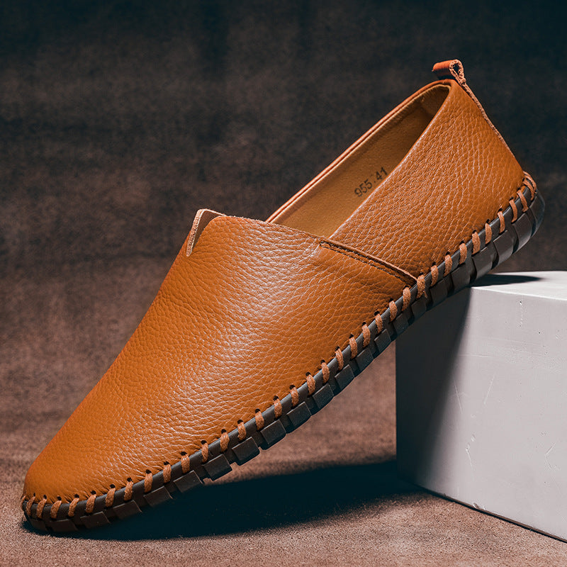 Cross-border hot-selling large-size men's casual shoes, slip-on top layer cowhide slip-on shoes, leather shoes, sizes 48, 49, and 50
