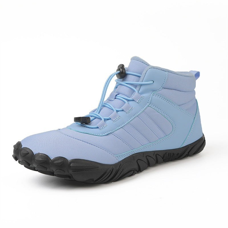 Cross-border new winter cotton boots men's casual barefoot cotton shoes women's plus velvet thickened snow boots couple warm hiking shoes