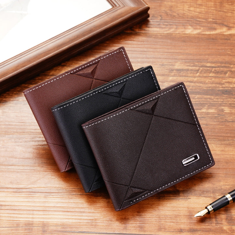 New men's wallet men's short multi-card slots fashion casual wallet men's youth thin tri-fold horizontal soft wallet