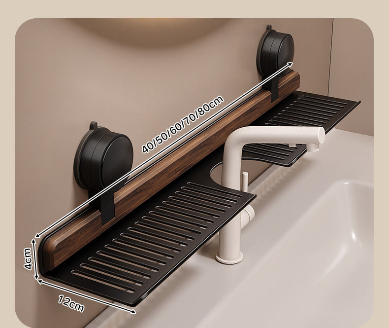 Walnut suction cup faucet rack bathroom punch-free wall-mounted bathroom wash basin sink storage rack