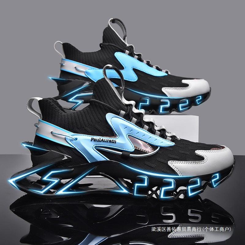 Sports men's black autumn and winter running shoes ultra-light shock-absorbing running mesh shoes casual autumn blade sports trendy shoes