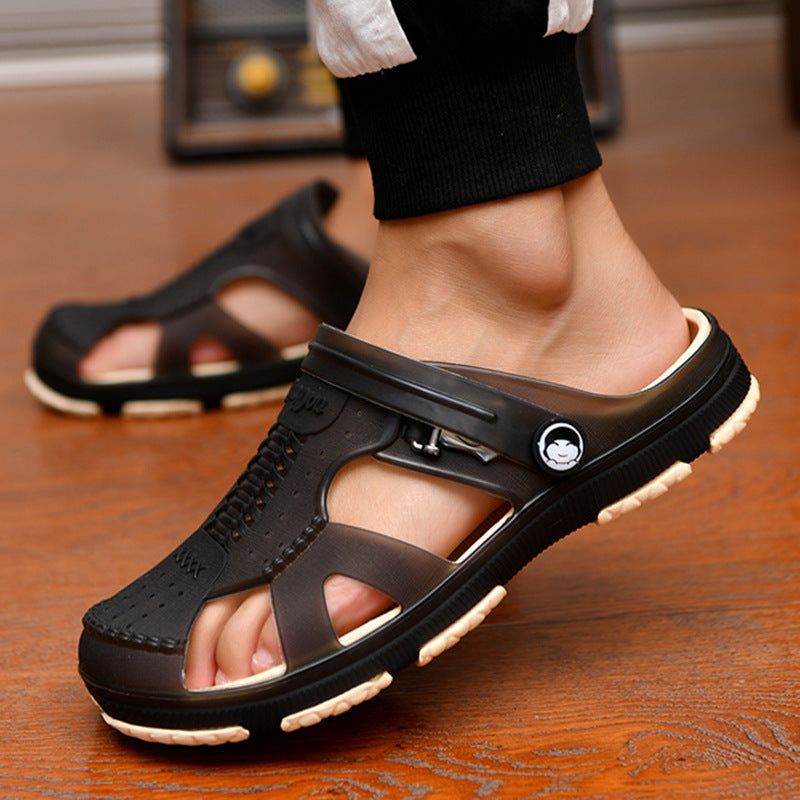 Men's sandals, slippers, men's shoes, summer new style flip flops, beach shoes, non-slip outdoor wear, dual-purpose hole shoes
