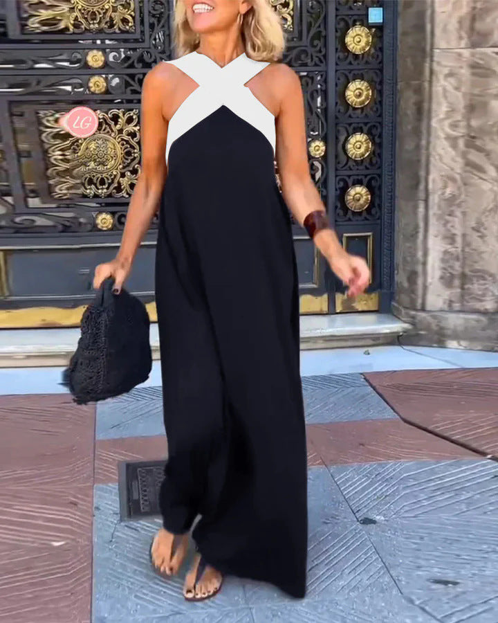 2025 summer new cross-border women's clothing AliExpress foreign trade long skirt cross sexy back dress