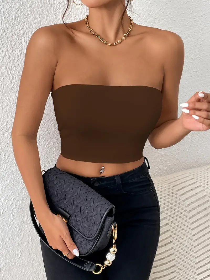 2025 hot style European and American cross-border sexy navel-baring tube top integrated suspender vest outer wear chest wrap top vest women