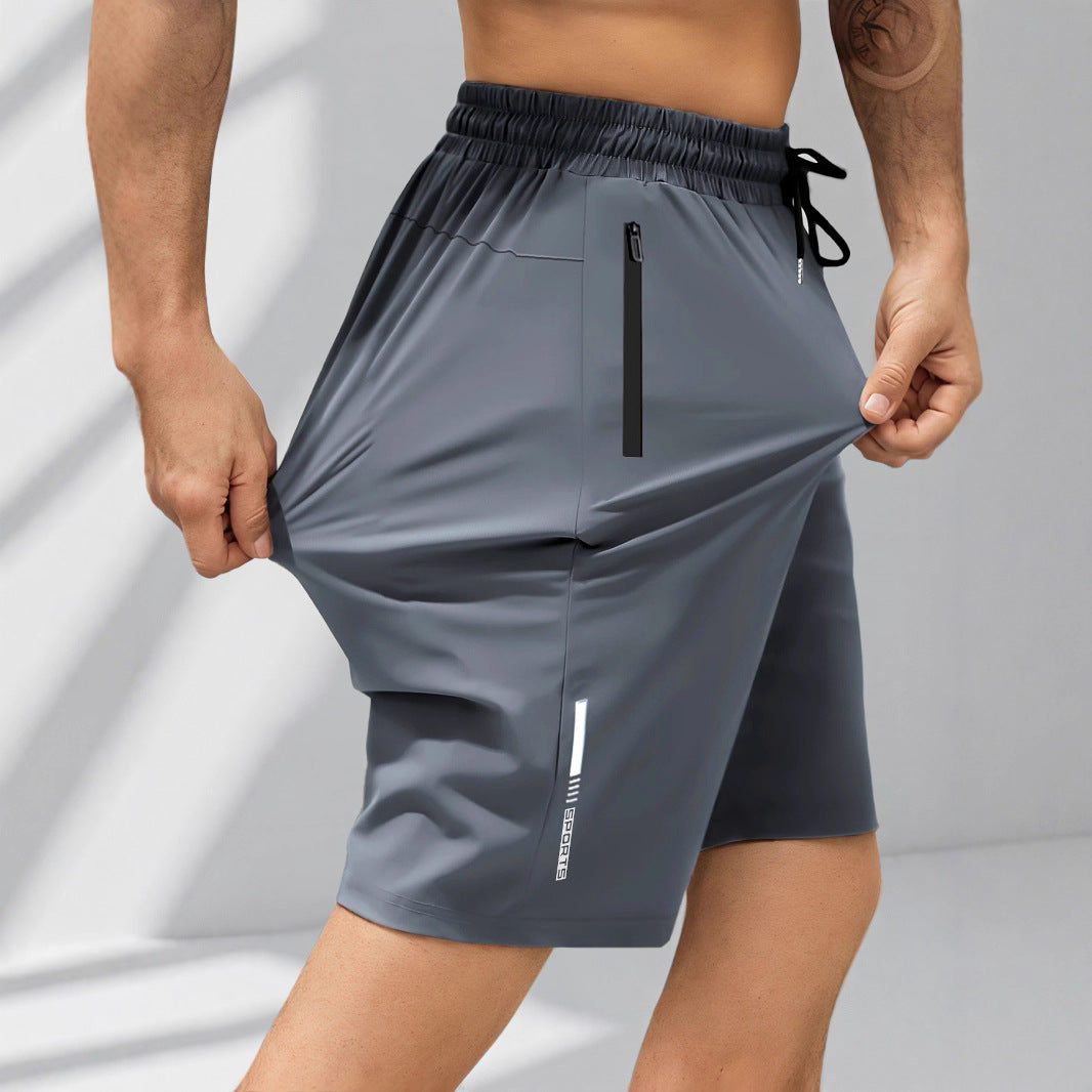 Cross-border ice silk casual shorts men's summer thin stretch quick-drying pants men's large size loose sports shorts