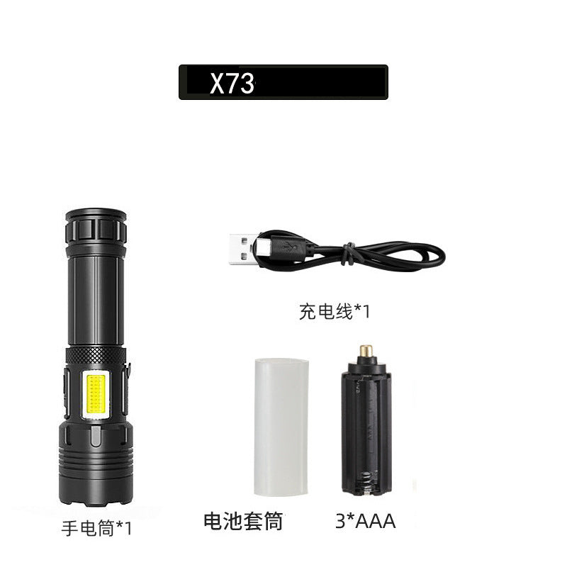 Cross-border P70 high-intensity flashlight outdoor waterproof USB rechargeable telescopic zoom high-power LED flashlight