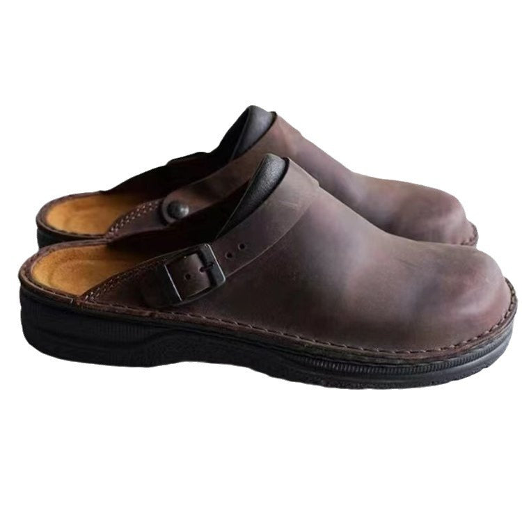 thick-soled wedge heels 48 large size back hollow shallow mouth men's European and American casual outer wear single shoes sandals slippers in stock