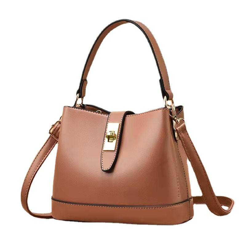 Korean bucket bag women's soft leather ladies bag 2025 new niche light luxury fashion bag handheld shoulder messenger bag
