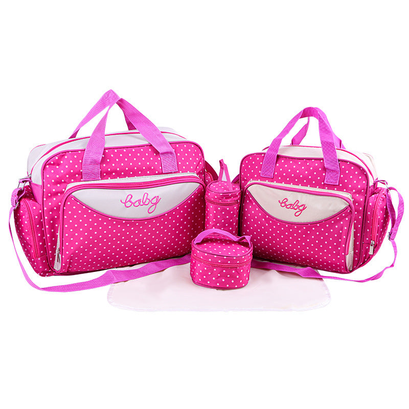 Manufacturer's new mother and baby bag portable 055 mommy bag confinement bag five-piece set large capacity polka dot mommy bag