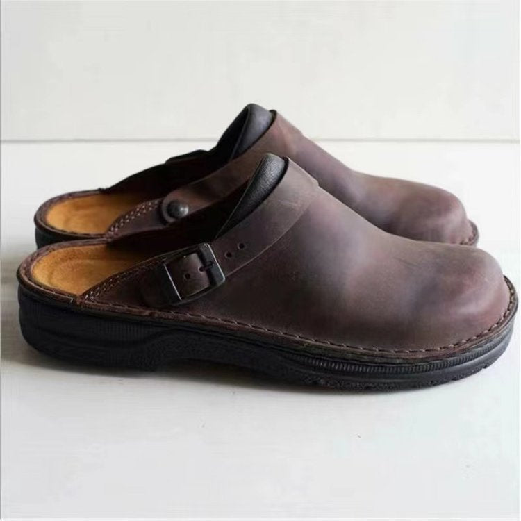 thick-soled wedge heels 48 large size back hollow shallow mouth men's European and American casual outer wear single shoes sandals slippers in stock