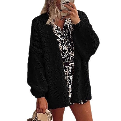 2025 Autumn and Winter New Cross-border Commuter Women's Knitted Tops European and American Casual Sweater Jackets Hot Selling Loose Cardigan